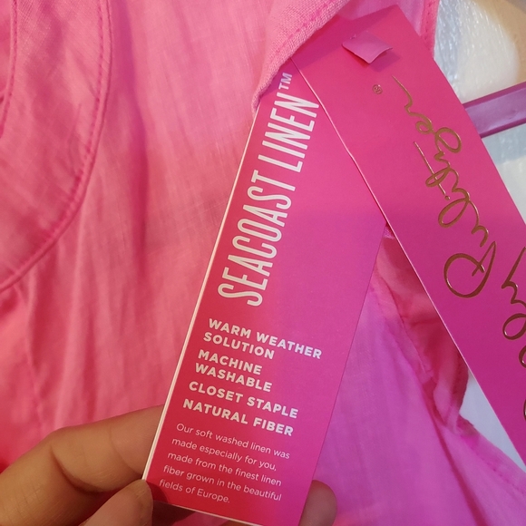 Lilly Pulitzer Briette Button Down Hot Pink Isle 100% Seacoast Linen XXS… - Picture 8 of 16